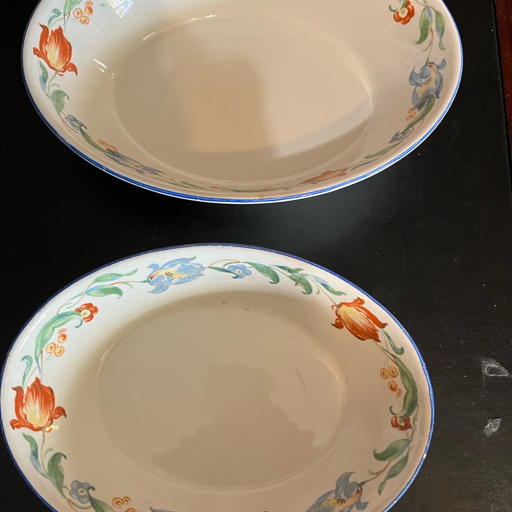 Elegant Floral Oval Serving Bowls